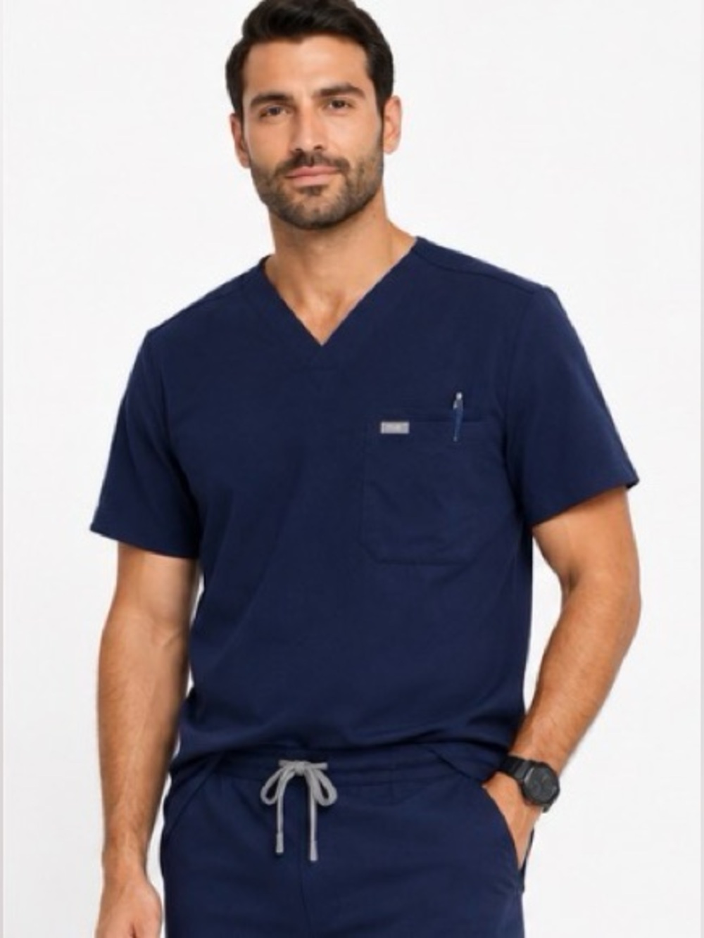 FIGS Leon Men’s Scrub Top Navy Blue 2XL XXL Technical Collection NWOT
